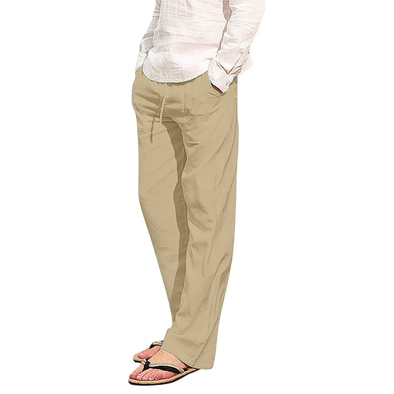 thumbnail image 2 of Pantalones deportivos holgados de hip hop para hombre - Algodón y lino, transpirables - Para todas las estaciones, cuatro bolsillos - Informales/playa/deporte - Tallas del Reino Unido/UE/EE. UU., l, 2 of 6